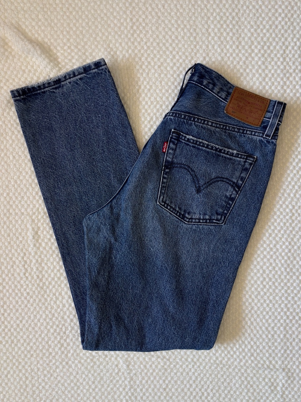 Levi’s Premium 501 Original Jeans Size 28 Medium Wash Distressed Denim